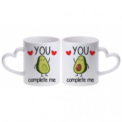  Coppia di tazze cuore mug 11 oz You Complete me avocado kawaii! Regalo romantico amore San Valentino!