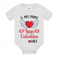 Body neonato neonata Il mio Primo San Valentino, personalizzato con nome bimbo o bimba! Cuoricini rossi! 
