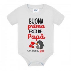 Body neonato neonata Buona Prima Festa del Papà! Con amore, personalizzato con nome bimbo o bimba! Pinguini carini!