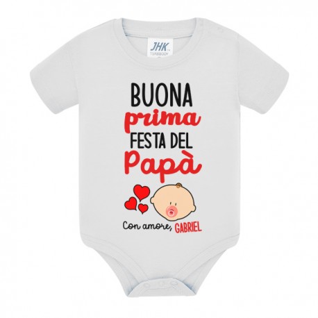 Body neonato neonata Buona Prima Festa del Papà! Con amore, personalizzato con nome bimbo o bimba! Bebè carino!