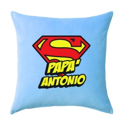  Federa per cuscino azzurra 100% cotone Super Papà personalizzata con nome! Idea regalo supereroe festa del papà! 