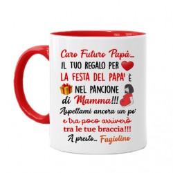 Tazza color Caro futuro papà, il tuo regalo della Festa del papà è nel pancione di mamma! Personalizzato con nome! 