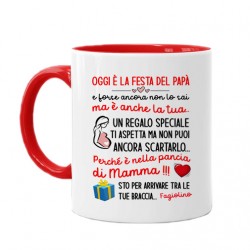 Tazza color Caro papà, il tuo regalo della Festa del papà è nel pancione di mamma! Personalizzato con nome! 