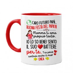 Tazza color Buona festa del futuro papà! Mamma ti ama! Personalizzato con nome! 