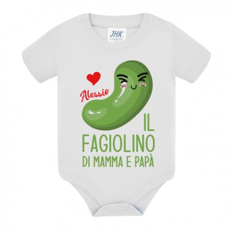Body neonato bimbo Il fagiolino di mamma e papà, personalizzato con nome bambino! Kawaii divertente! 