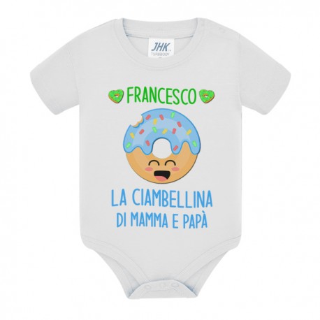 Body neonato bimbo La ciambellina di mamma e papà, personalizzato con nome bambino! Donut kawaii divertente! 