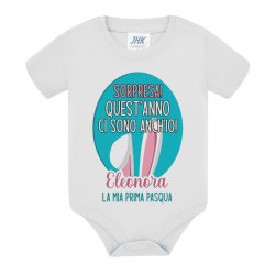 Body neonata Sorpresa! La mia prima Pasqua! PERSONALIZZATO CON NOME DI BIMBA!