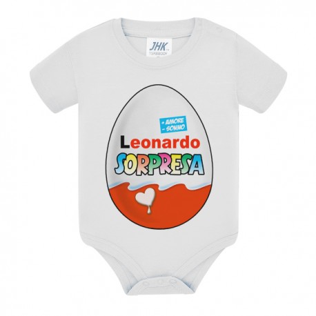 Body neonato neonata Ovetto sorpresa! Personalizzato con nome bimbo o bimba! Idea regalo divertente Pasqua! 