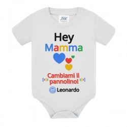 Body neonato neonata Hey Mamma! Cambiami il pannolino! Personalizzato con nome bimbo o bimba! Assistente vocale divertente!