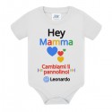 Body neonato neonata Hey Mamma! Cambiami il pannolino! Personalizzato con nome bimbo o bimba! Assistente vocale divertente!