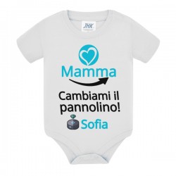 Body neonato neonata Mamma! Cambiami il pannolino! Personalizzato con nome bimbo o bimba! Assistente vocale divertente!