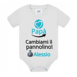 Body neonato neonata Papà! Cambiami il pannolino! Personalizzato con nome bimbo o bimba! Assistente vocale divertente!