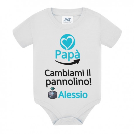 Body neonato neonata Papà! Cambiami il pannolino! Personalizzato con nome bimbo o bimba! Assistente vocale divertente!