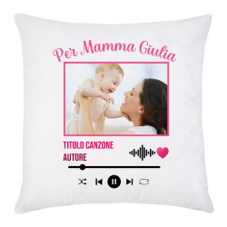 Federa per Cuscino Player Personalizzato con la Tua Foto, Canzone e Nome, per la mamma! Idea Regalo Festa della mamma!