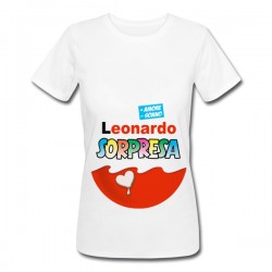  T-Shirt Maglietta Donna Ovetto Uovo Sorpresa, Personalizzata con Nome di Bimbo o Bimba! Gravidanza Divertente! 