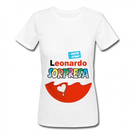  T-Shirt Maglietta Donna Ovetto Uovo Sorpresa, Personalizzata con Nome di Bimbo o Bimba! Gravidanza Divertente! 