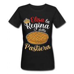 T-Shirt Maglietta nera Donna La Regina della Pastiera, Personalizzata con Nome! Dolce Torta napoletana di Pasqua! 