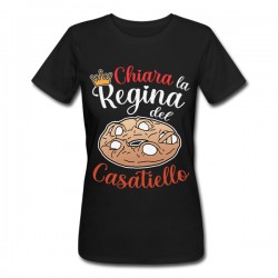 T-Shirt Maglietta nera Donna La Regina del Casatiello, Personalizzata con Nome! Rustico salato di Pasqua! 