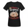 T-Shirt Maglietta nera Donna La Regina del Casatiello, Personalizzata con Nome! Rustico salato di Pasqua! 