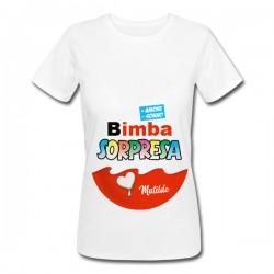  T-Shirt Maglietta Donna Ovetto Uovo Bimba Sorpresa, Personalizzata con Nome o soprannome nascitura! Gravidanza Divertente! 