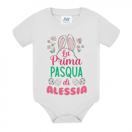 Body neonata neonato Prima Pasqua coniglio sorpresa, personalizzato con nome di bimba o bimbo!