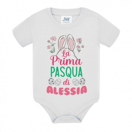 Body neonata neonato Prima Pasqua coniglio sorpresa, personalizzato con nome di bimba o bimbo!