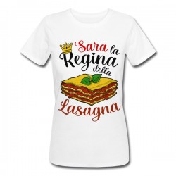  T-Shirt Maglietta Donna La Regina della Lasagna, Personalizzata con Nome! Chef cuoca Pasta, Pasqua, Natale, Feste! 