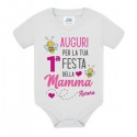 Body neonata Auguri per la tua prima 1° Festa della Mamma, personalizzato con nome bimba! Ape carina! 