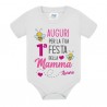 Body neonata Auguri per la tua prima 1° Festa della Mamma, personalizzato con nome bimba! Ape carina! 