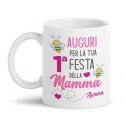 Tazza Mug 11 oz Auguri per la tua prima 1° Festa della Mamma, personalizzata con nome bimbo o bimba! Ape carina in rosa!