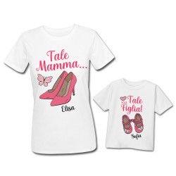  Pacchetto t-Shirt Magliette Donna e Bimba, Coppia Tale Madre Tale Figlia, Festa della Mamma! Personalizzate con Nomi! 