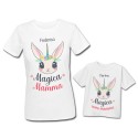Pacchetto t-Shirt Magliette Donna e Bimba, Coppia Magica come Mamma, Unicorno, Festa della Mamma! Personalizzate con Nomi! 
