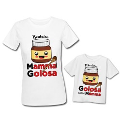 Pacchetto t-Shirt Magliette Donna e Bimba, Cioccolato, golosa come Mamma! Festa della Mamma! Personalizzate con Nomi!
