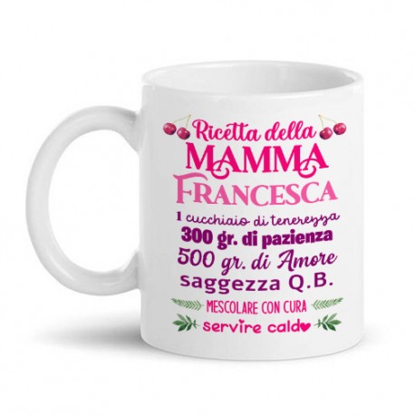 Tazza Mug 11 oz Ricetta della mamma, Festa della Mamma, personalizzata con nome!