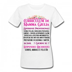 T-Shirt Maglietta Donna Curriculum CV di Mamma PERSONALIZZATA CON NOME, regalo Festa della Mamma!