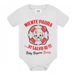 Body bimbo bimba Vi salvo io baby bagnino, personalizzato con il nome! Divertente per vacanze al mare!