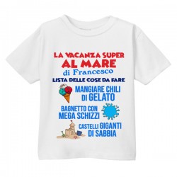 T-Shirt Maglietta Bimbo Lista cose da fare! Personalizzata con Nome, Vacanze al Mare! 