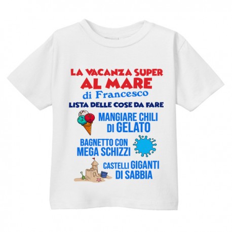 T-Shirt Maglietta Bimbo Lista cose da fare! Personalizzata con Nome, Vacanze al Mare! 