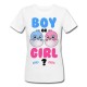 T-Shirt Maglietta Donna Boy or Girl, gender reveal party, personalizzata con possibili nomi di bimbo o bimba!