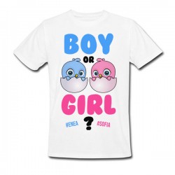 T-Shirt Maglietta Uomo Boy or Girl, gender reveal party, personalizzata con possibili nomi di bimbo o bimba!