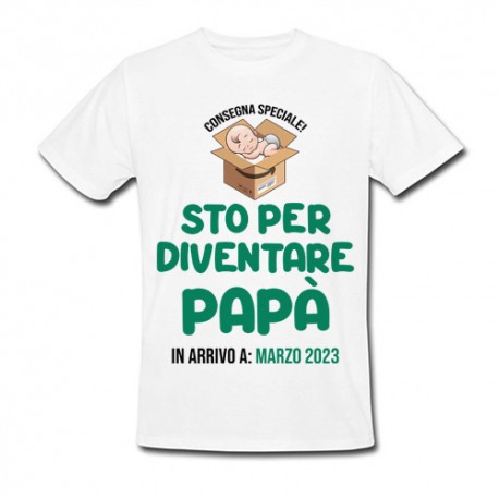 T-Shirt Maglietta Uomo Sto per diventare papà, PERSONALIZZATA con data di nascita! Annuncio Gravidanza!