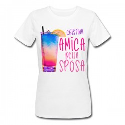 T-shirt donna PROMO Amica della Sposa PERSONALIZZATA CON NOME, addio al nubilato! Drink arcobaleno!