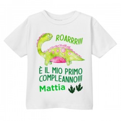 T-shirt bimbo Il mio Primo Compleanno, 1 anno, dinosauro, personalizzata con il nome!