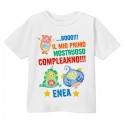T-shirt bimbo Il mio Primo Compleanno, 1 anno, mostri divertenti, personalizzata con il nome!
