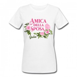 T-shirt donna PROMO Amica della Sposa PERSONALIZZATA CON NOME, addio al nubilato! Fiori romantici!