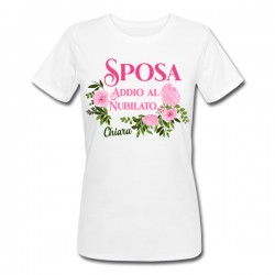 T-shirt donna PROMO Sposa PERSONALIZZATA CON NOME, addio al nubilato! Fiori romantici!