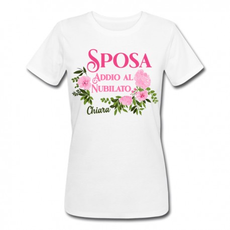 T-shirt donna PROMO Sposa PERSONALIZZATA CON NOME, addio al nubilato! Fiori romantici!