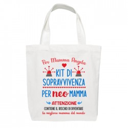 Shopper bag borsa Kit di sopravvivenza per neo mamma, miglior mamma del mondo! Idea regalo, personalizzabile con il nome! 