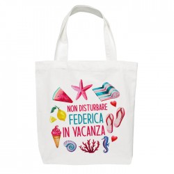 Shopper bag Non disturbare, in vacanza! Personalizzata con tuo nome! Divertente idea regalo, borsa per il mare!