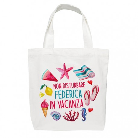 Shopper bag Non disturbare, in vacanza! Personalizzata con tuo nome! Divertente idea regalo, borsa per il mare!